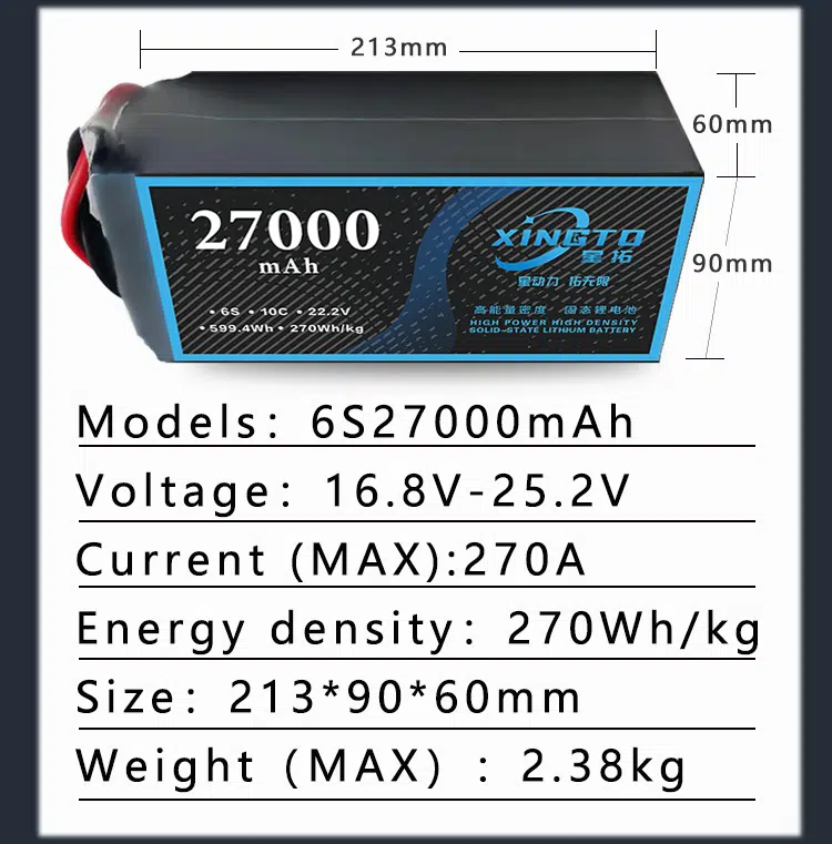 270wh/kg, 6s, 27000mAh