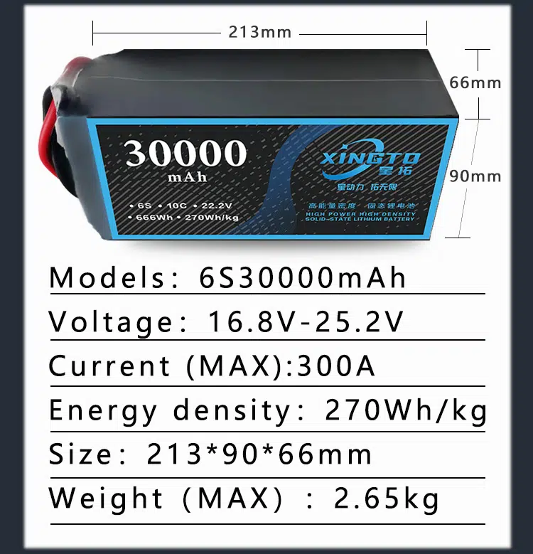 270wh/kg, 6s, 30000mAh